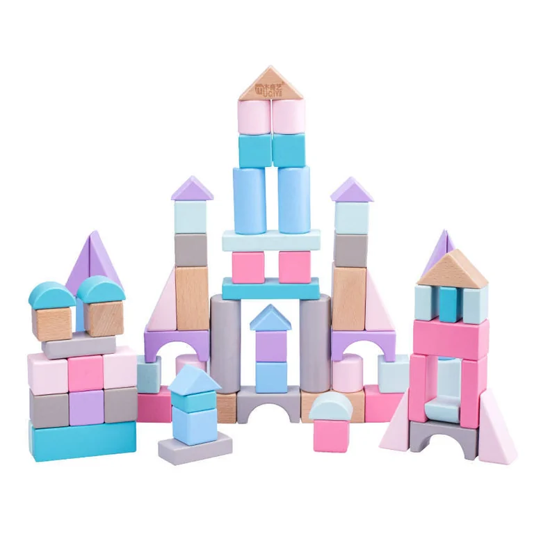 Classic World Klocki drewniane pastelowe 60 el.