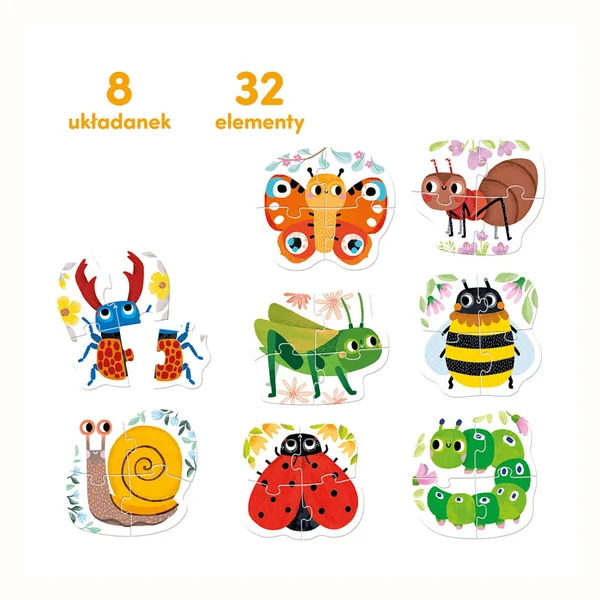 CzuCzu Puzzle Robaczki czworaczki (8 układanek, 32 elementy) 2+