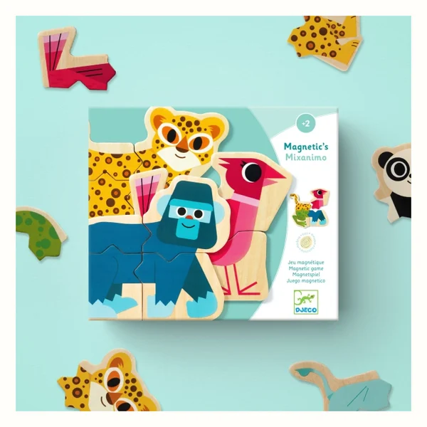 Djeco magnetyczne puzzle drewniane zwierzątka 4 elementy dla dzieci
