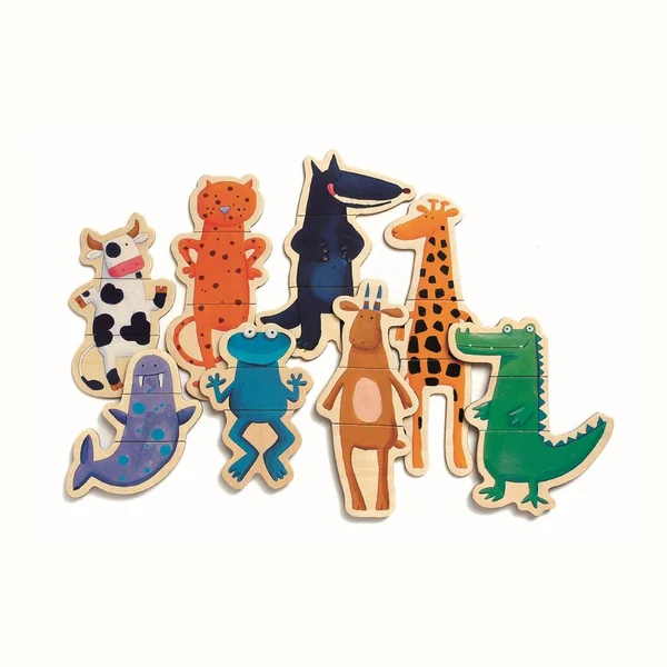 Djeco Drewniane puzzle magnetyczne, zwierzątka, 24 elementy 2+