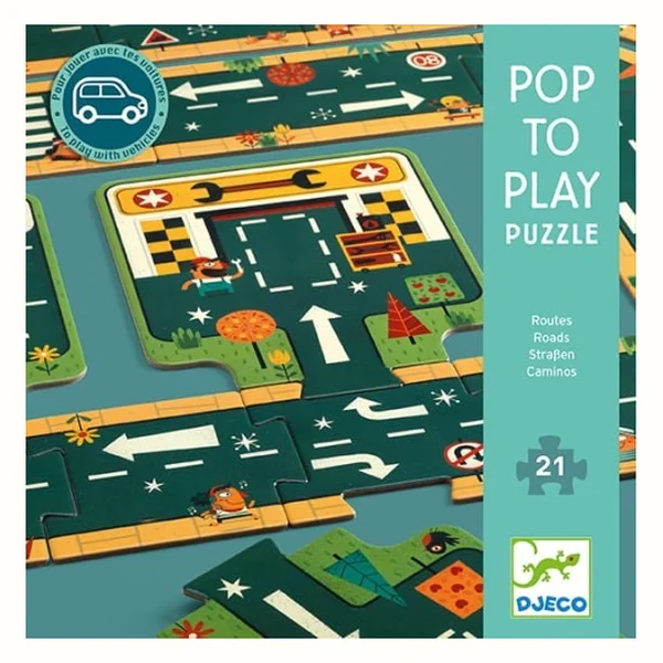 Djeco Drogi i ulice - puzzle-tor dla autek (21 elementów)