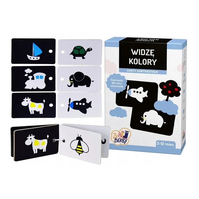 Djeco Karty kontrastowe Animaux (12 kart + ring)