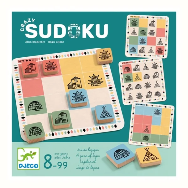 Djeco Szalone Sudoku, logiczna gra z drewnianymi żetonami 8+