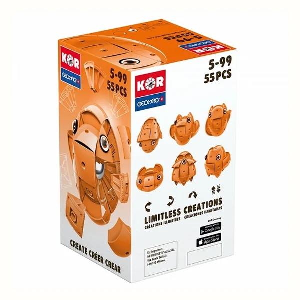 Geomag KOR, pomarańczowy, 55 elementów