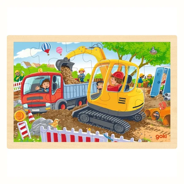 Drewniane Puzzle Koparka 24 el. Goki