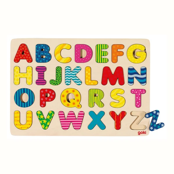 Goki Duża układanka literki Drewniane puzzle Abc Zabawka dla dzieci