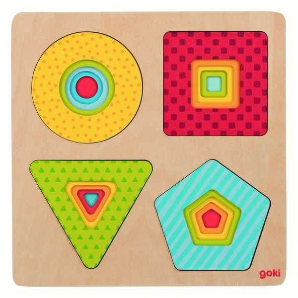 Układanka drewniana warstwowa kształty Puzzle geometryczne Goki
