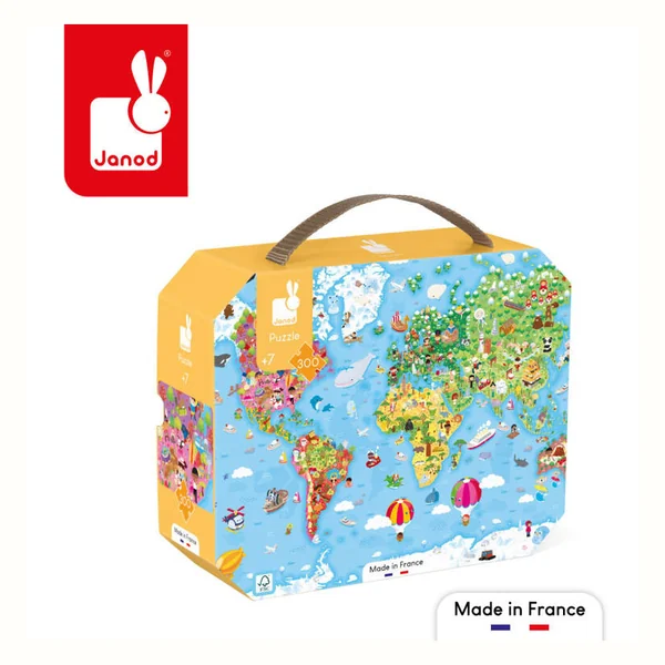 Janod Puzzle w walizce Ogromna mapa świata - 300 elementów
