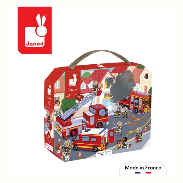 Janod Puzzle w walizce Strażacy - 24 elementy