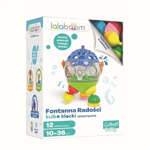 Lalaboom Fontanna Radości, kulko-klocki sensoryczne (12 elementów)