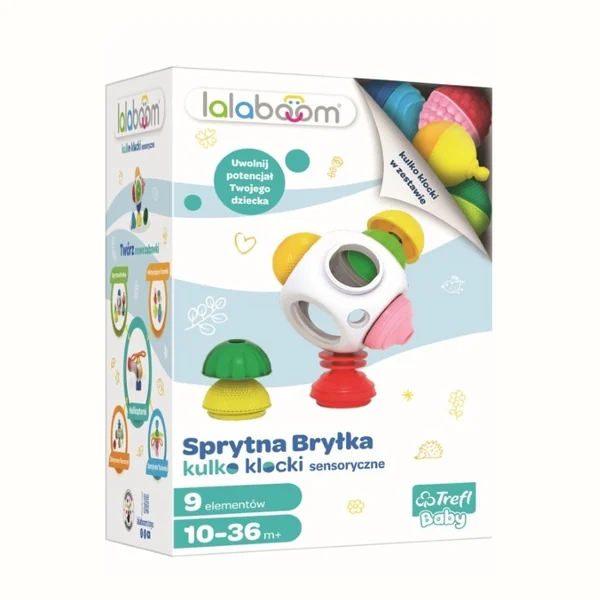 Lalaboom Sprytna Bryłka, kulko-klocki sensoryczne (9 elementów)