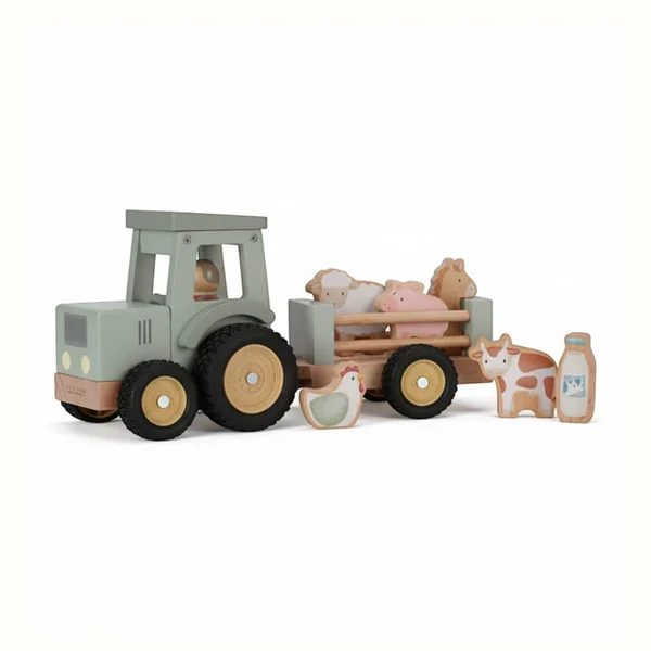 Little Dutch drewniany traktor z przyczepą i figurkami Little Farm