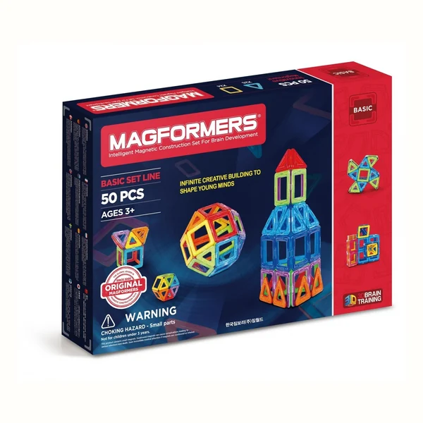 Magformers Basic, klocki magnetyczne, 50 elementów