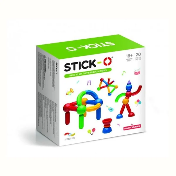 Magformers Stick-O Basic Set, klocki magnetyczne, 20 elementów