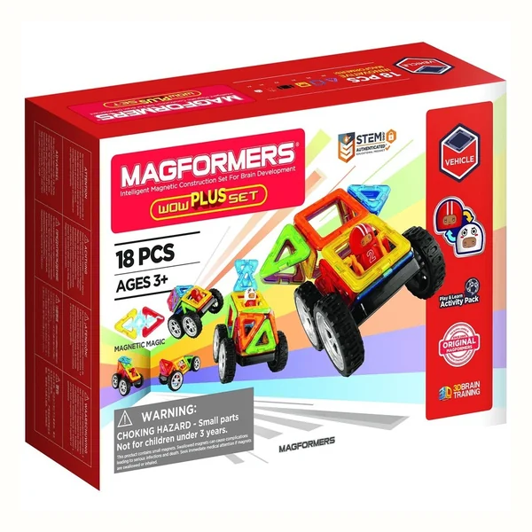 Magformers Wow Plus Set, klocki magnetyczne, 18 elementów
