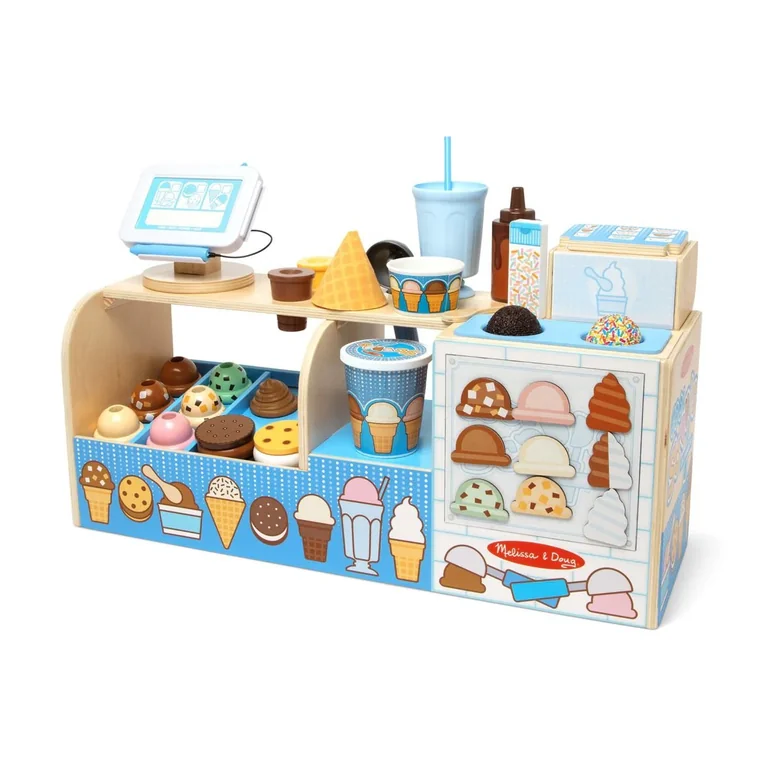Melissa & Doug Drewniany sklep z żywnością — lada i akcesoria