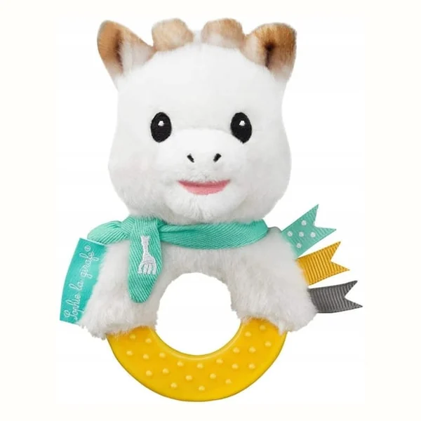 Grzechotka Sophie La Girafe beżowa z przytulanką 18 cm