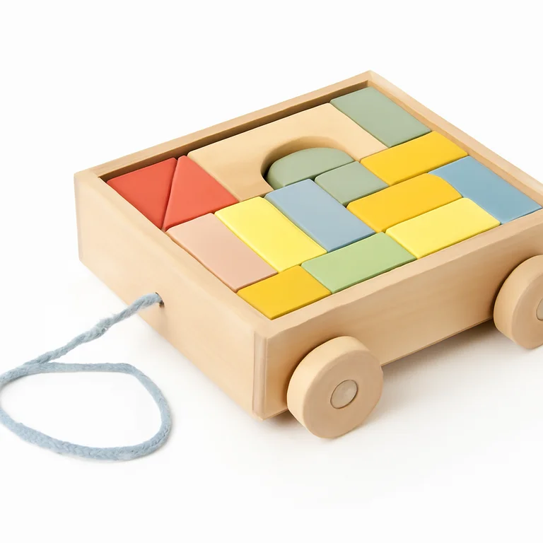 Tender Leaf Toys Klocki drewniane w wózku