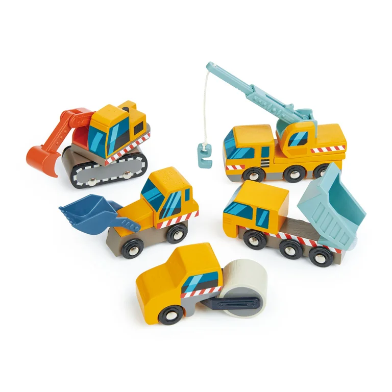 Tender Leaf Toys Drewniane pojazdy budowlane (5 szt.)