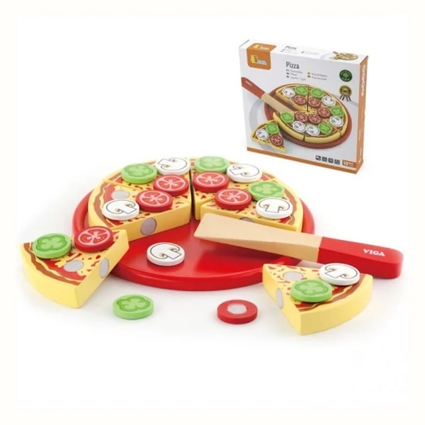 Drewniana Pizza do krojenia z dodatkami Viga Toys